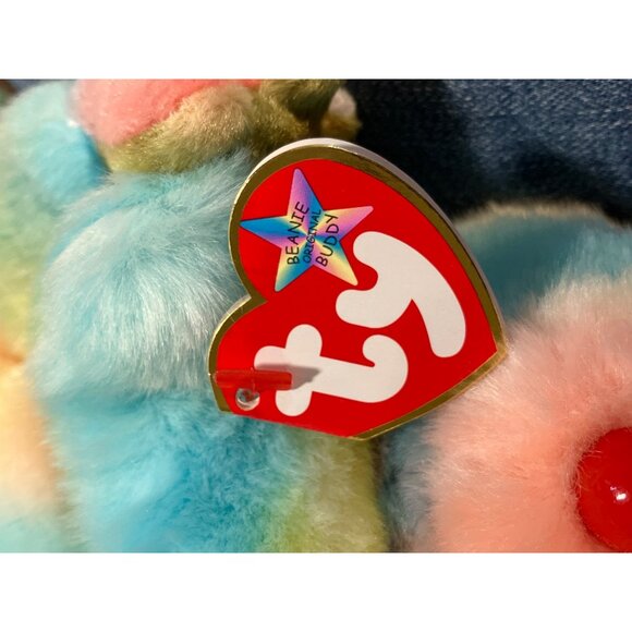 Ty Rainbow Beanie Buddy Chameleon Plush1999 Multicolor Tie-Dyed Bean Bag - Picture 14 of 15